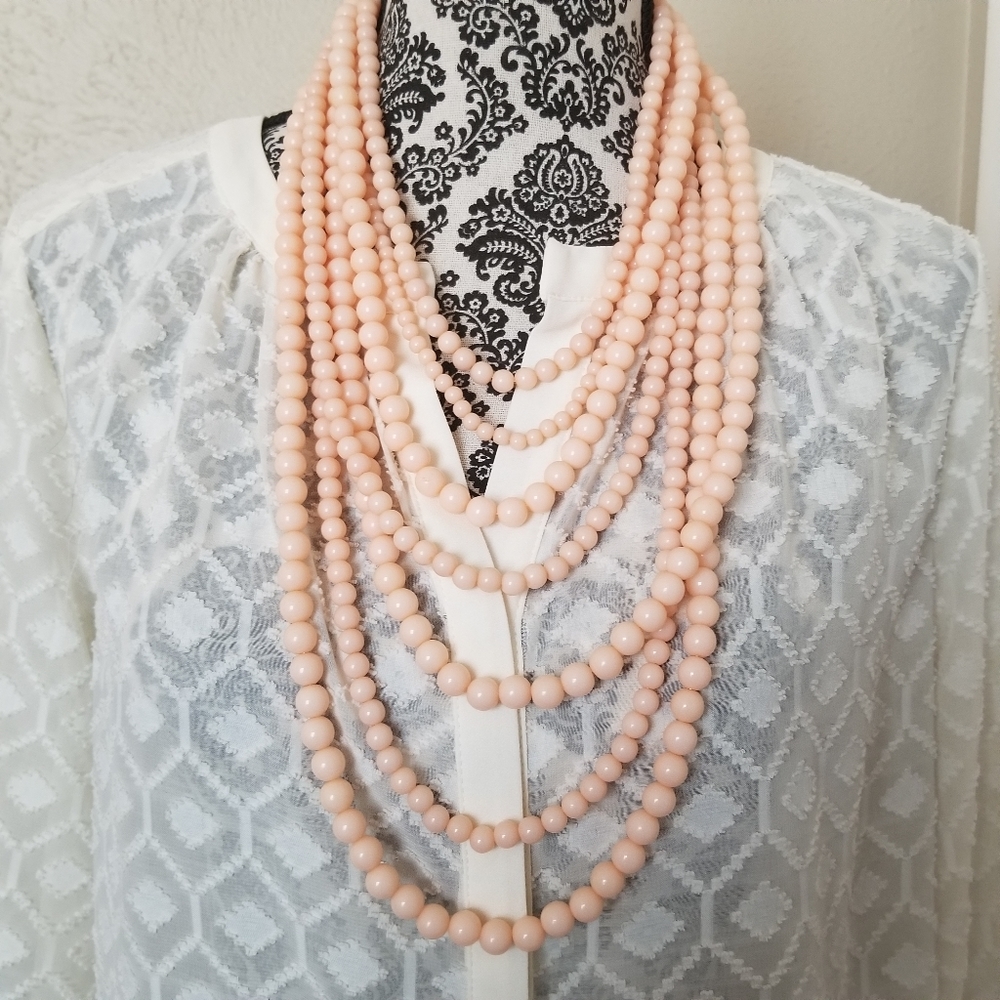 BaubleBar Multi Strand Layered Necklace in Soft Coral